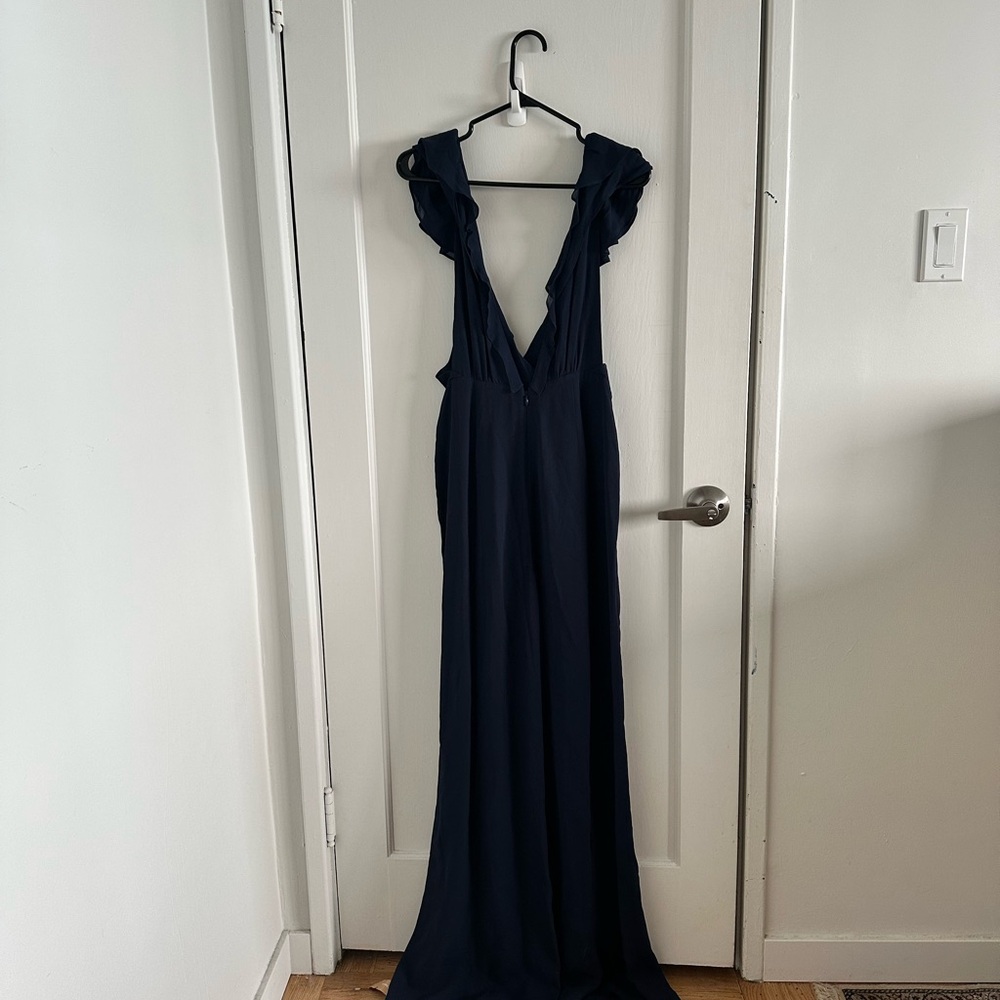 Reformation Deep Blue Ruffle Jumpsuit - Picture 6 of 14
